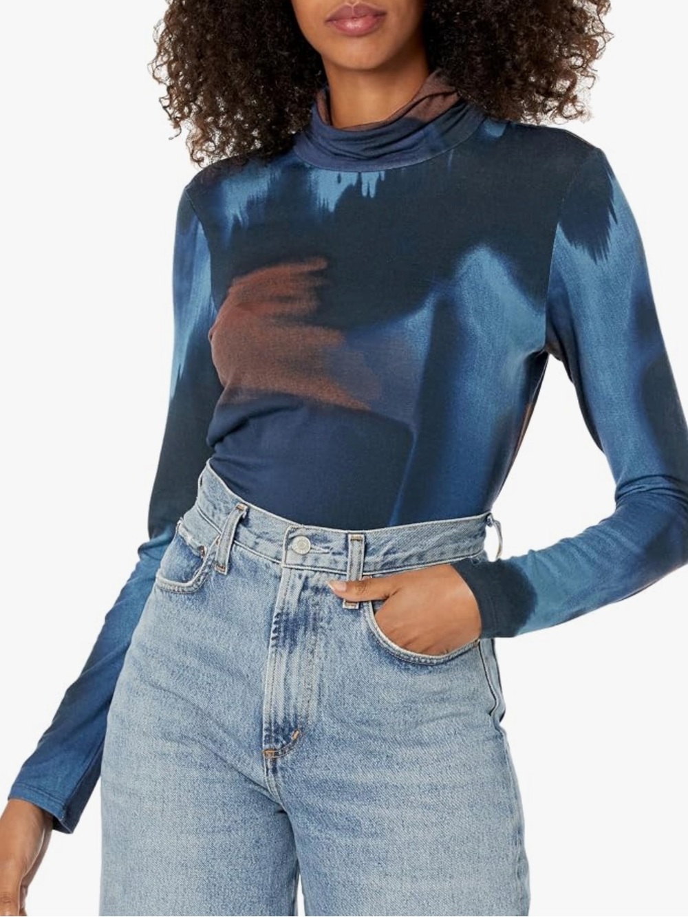 Michael Stars Clara Ruched Neck Turtleneck